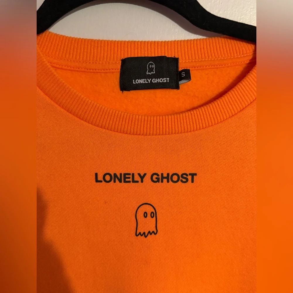 Lonely Ghost Orange Crewneck “Text me when you get home” Sweater. Size S. - Picture 4 of 6